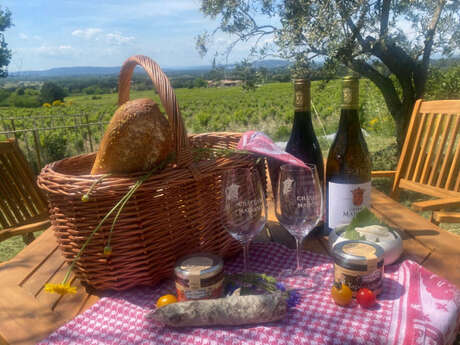 Pique nique entre vignes et oliviers au Château Maucoil