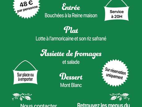 Menu du Réveillon du 31 décembre de La Maison des Hôtes