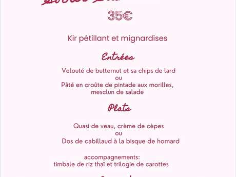 Menu spécial Saint-Valentin au Bistrot de la Famille