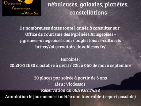 Soirées Observation du ciel au téléscope