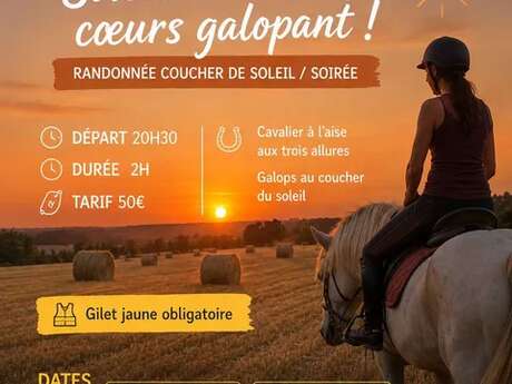 Randonnée équestre au coucher du soleil