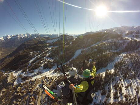 Vol en parapente à skis