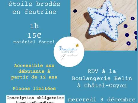 Atelier broderie pour préparer Noël - étoile en feutrine