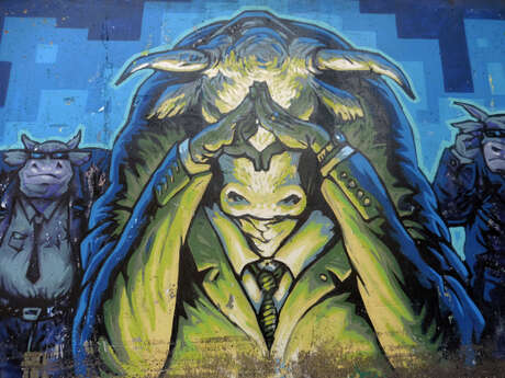 Art vache : fresque "Le Ruminhom" Art vache : fresque "Le Ruminhom"