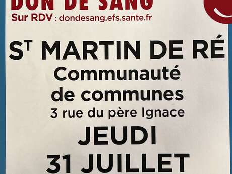 Don du Sang à Saint-Martin de Ré