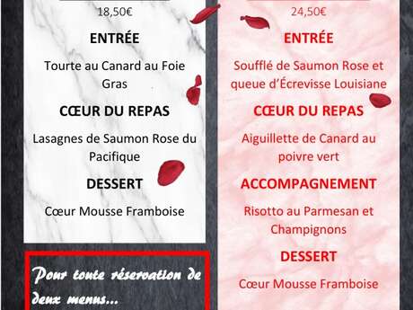 Menu de la Saint Valentin