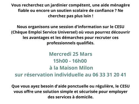 Information CESU  Chéque Emploi Service Universel