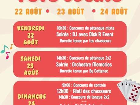 Fête locale : fête foraine, animations musicales, aïoli