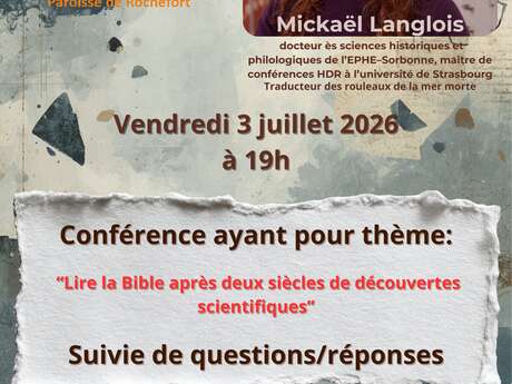Conférence : Lire la Bible après 2 siècles de découvertes scientifiques