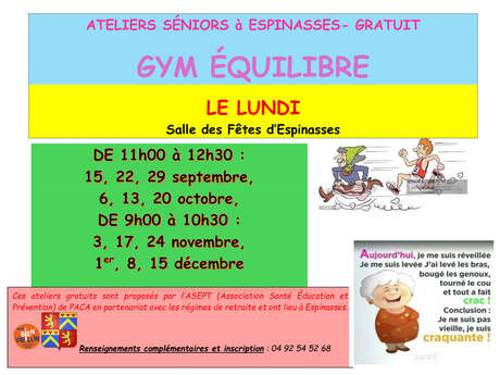 Ateliers seniors Gym équilibre