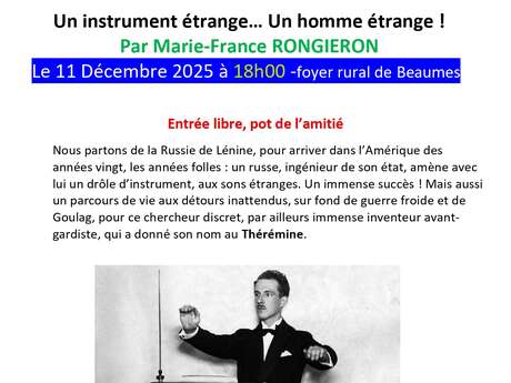 Conférence : "Thérémine" un instrument étrange... un homme étrange