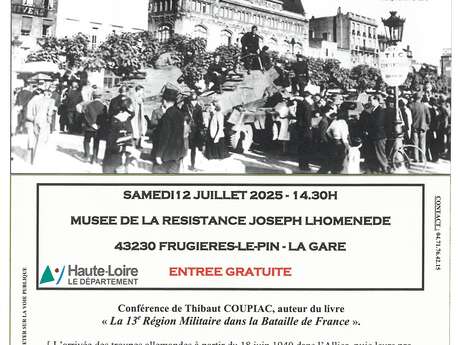 Conférence : la 13e région militaire dans la Bataille de France