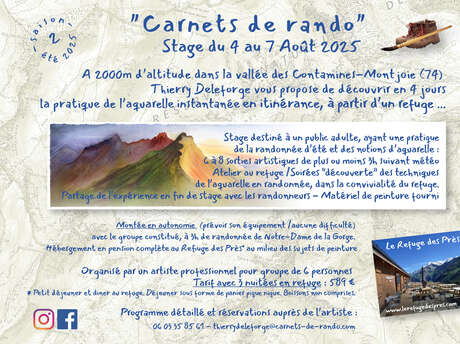 Carnets de rando : stage d'aquarelle dans les montagnes des Contamines