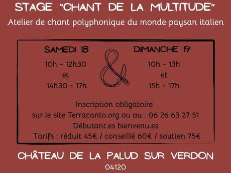 Stage "Chant de la Multitude"