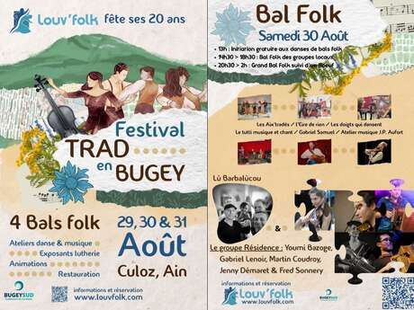 Festival Trad'en Bugey - Ateliers danse et musique en matinée- 2 Bals folk
