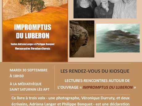 Les rendez-vous du kiosque : lecture rencontre autour du livre "Impromptus du Luberon"