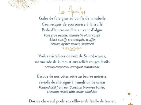 Menu Réveillon de la Saint-Sylvestre 2025 - La Table de la Réserve - Beaulieu-sur-Mer