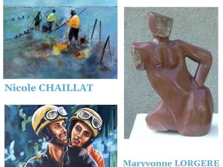 Exhibition by Nicole CHAILLAT, Maryvonne LORGERE and Corinne SABOUREUX at the Salle du Havre – Paintings and sculptures