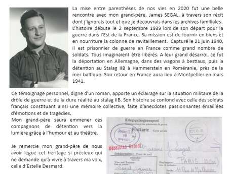 Lecture : la drôle de guerre de James SEGAL, récit de mon grand-père, par Estelle Desmard