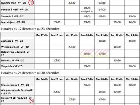 Programme du cinéma Le Montcelet du 10 au 30 décembre 2025