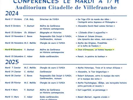 Conférences "Les Mardis de la Citadelle"