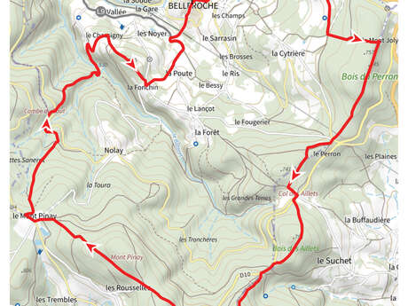 Itinéraire VTT : circuit 21 rouge, base Belmont-de-la-Loire