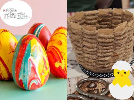 Atelier "Panier tressé et œufs de Pâques marbrés"