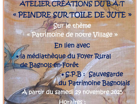 Exposition de tableaux "Peindre sur toile de jute"
