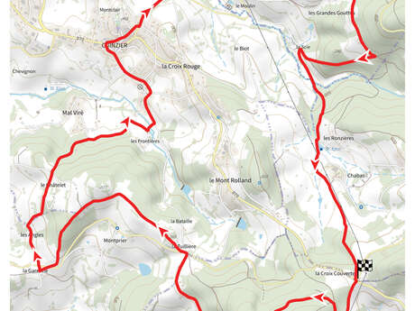 Itinéraire VTT : circuit 15 rouge; base Le Cergne