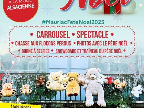 Mauriac fête Noël : Snowbaord mécanique et traîneau du Père Noël