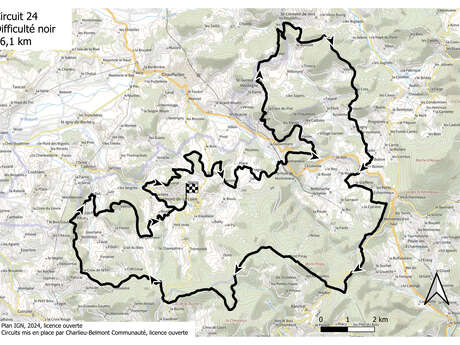 Itinéraire VTT : circuit 24 noir, base Belmont-de-la-Loire