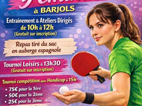 Entrainements, ateliers dirigés, tournois loisirs de tennis de table (feminin) : Journées féminines