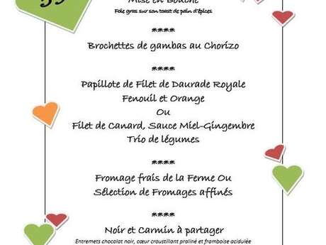 Menu spécial Saint-Valentin à La Barollière