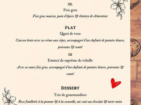 Menu de St Valentin au Convi'Vial