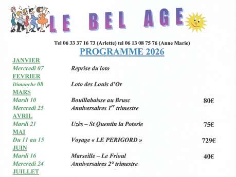 Le Bel Âge programme 2026