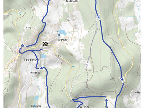 Itinéraire VTT : circuit 14 bleu, base Le Cergne