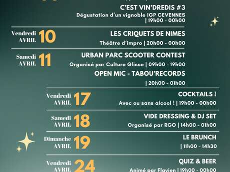 Urban Parc - Programme Avril