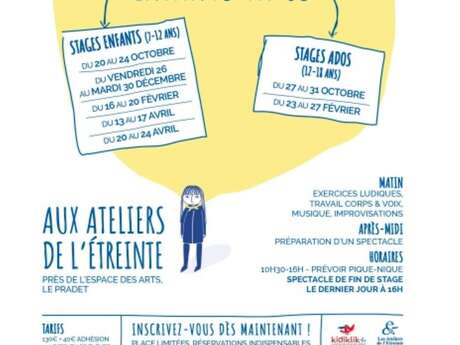 Ateliers - stages de théâtre enfants / ados - La compagnie de l'Etreinte