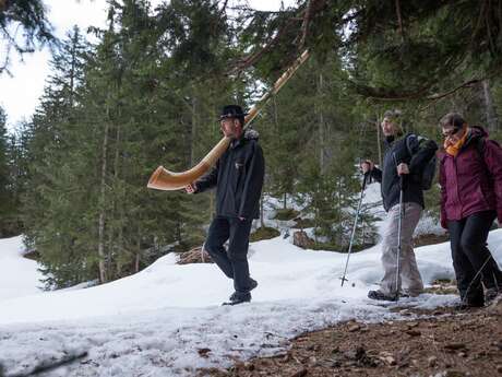 Wandelen op het geluid van de alpenhoorn Wandelen op het geluid van de alpenhoorn