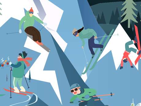 Ski nocturne animé sur la piste éclairée des Tovats