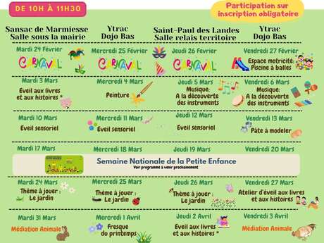 Programme d'animations Ytrac Mars - Avril 2026