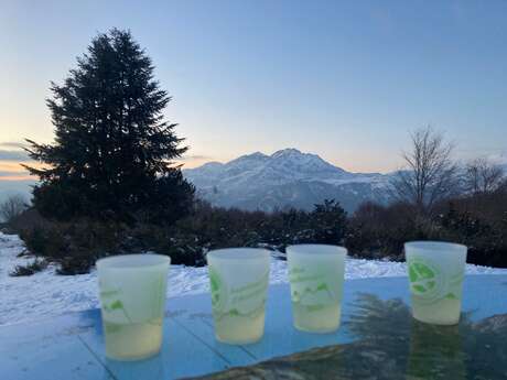 Raquettes à neige Apéro avec coucher de soleil !