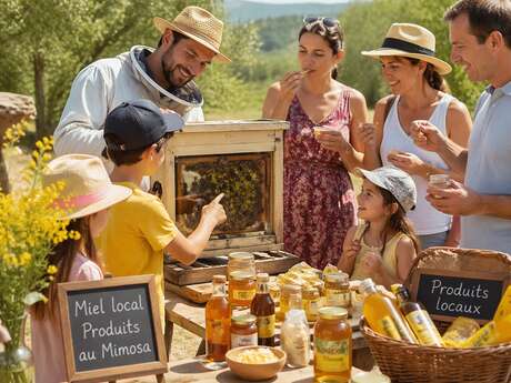 Découverte d'une ruche et dégustation de miel et de produits à base de mimosa