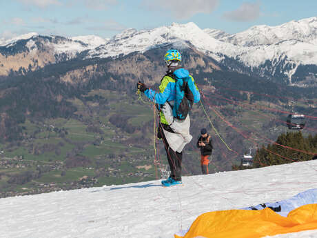 Décollage du plateau des Saix en hiver