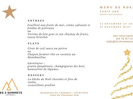 Menu de Noel - Restaurant Les 3 Sommets