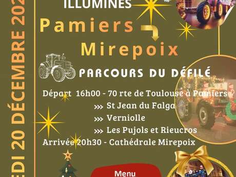 Défilé de tracteurs illuminés