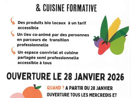 Magasin de producteurs bio locaux - Espace convivial et cuisine  formative