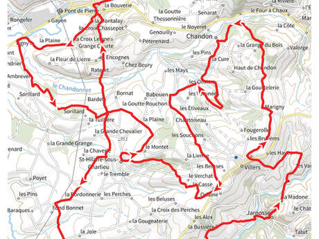 Itinéraire VTT : circuit 10 rouge, base Charlieu