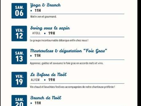 Programme du mois de décembre de Maison Valdeze à La Tour d'Aigues