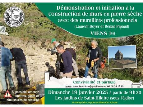 Démonstration et initiation à la construction de murs en pierre sèche avec des muraillers professionnels